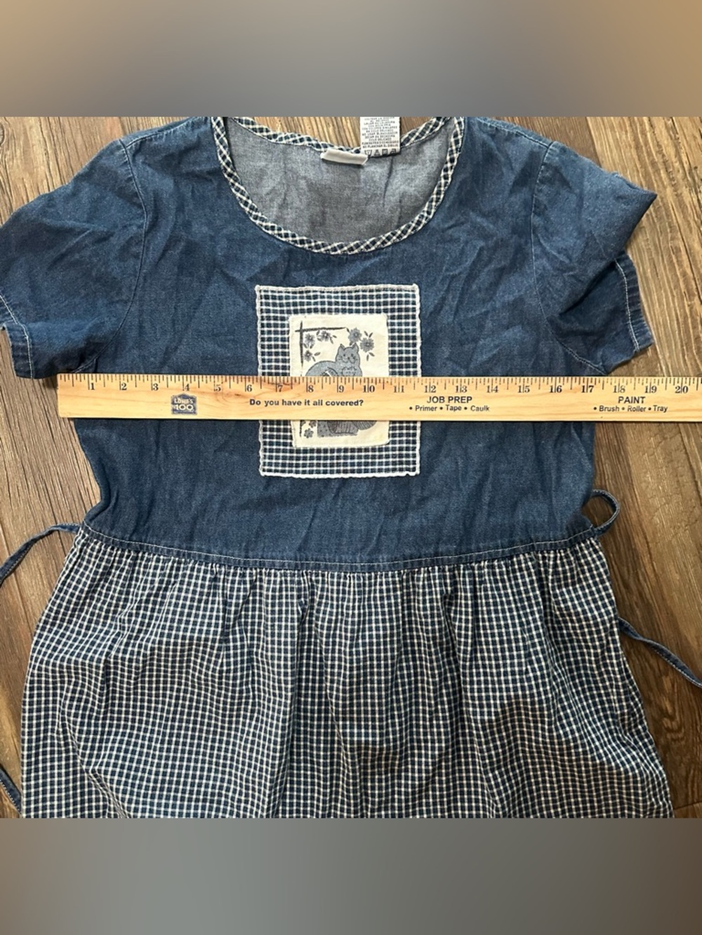 Bobbie Brooks gingham checkered denim long dress with CAT women’s S vintage - Picture 9 of 10